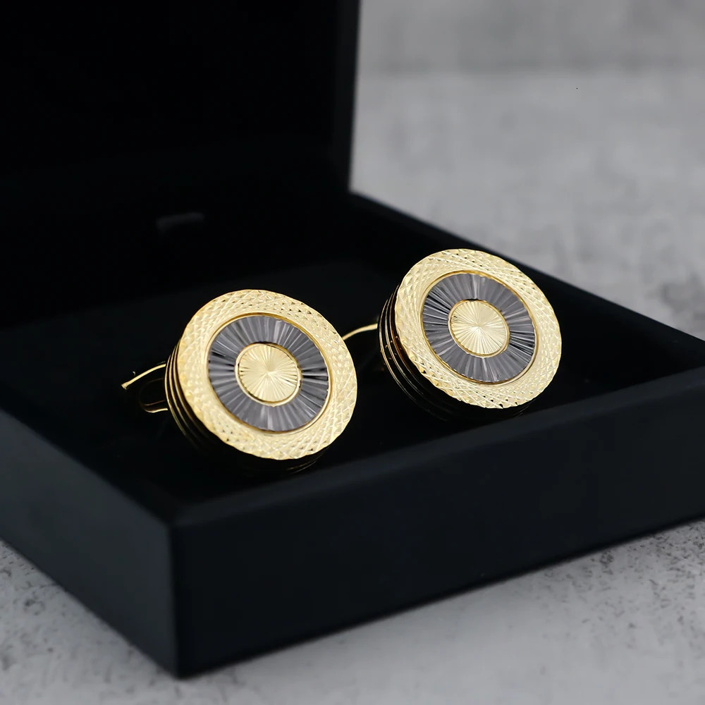 High Quality Brass Material French Shirt Cufflinks Light And Elegant Double-Layer Electroplated Contrasting Color 250220