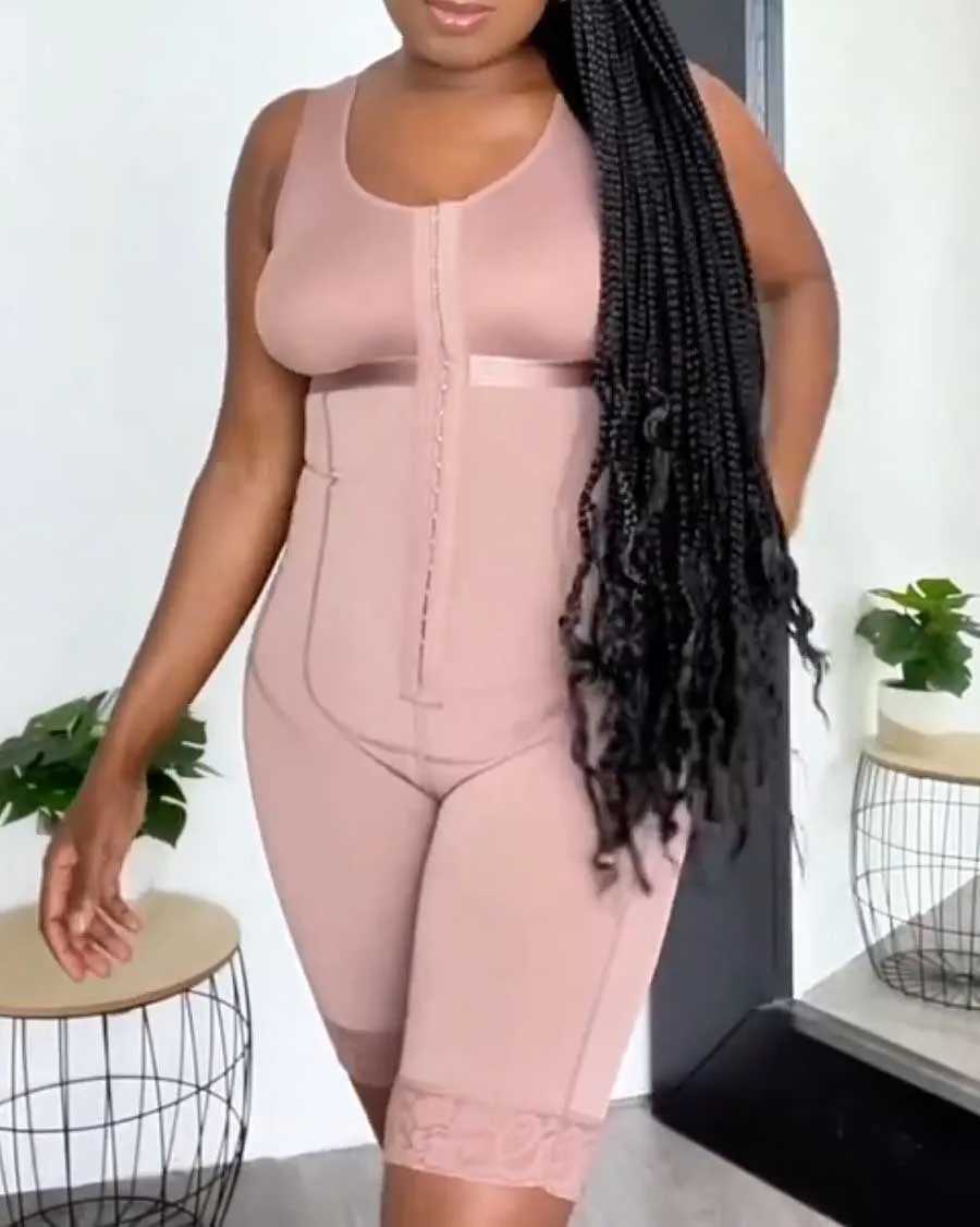 Full Body Tummy Control Shapewear Women Postoperative Girdle White with Adjustable Frontal Exit Style M250225