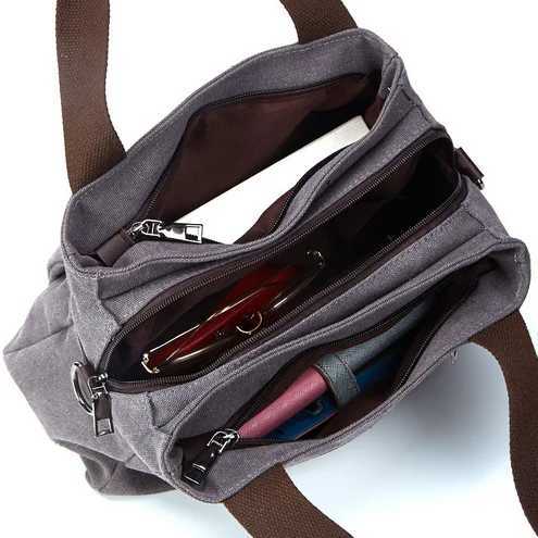 Casual Womens Bag Canvas Ladies Single-shoulder Messenger Bag Womens Large-capacity Multi-compartment Canvas Bag Z250225