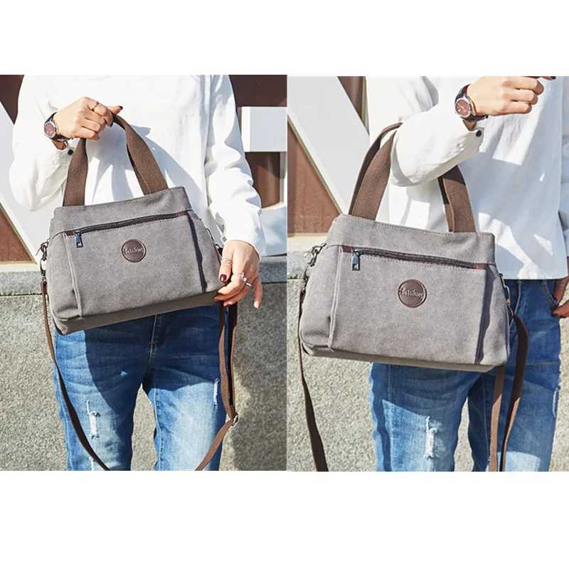 Casual Womens Bag Canvas Ladies Single-shoulder Messenger Bag Womens Large-capacity Multi-compartment Canvas Bag Z250225