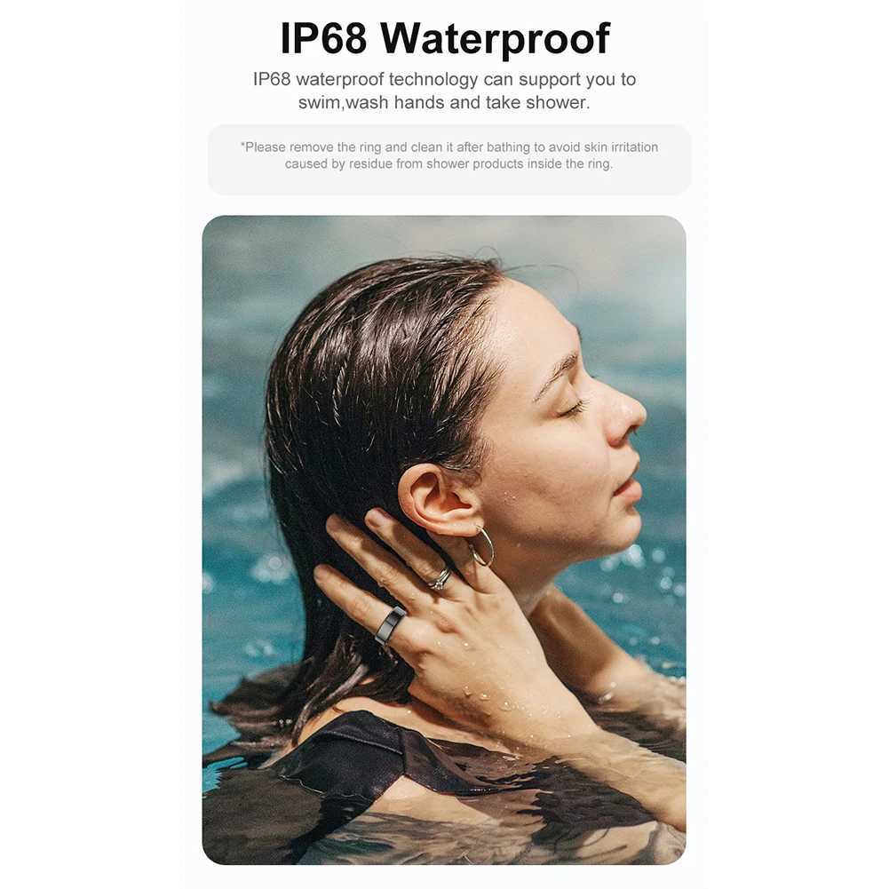 R02 smart ring military grade titanium steel shell health monitoring IP68 and 5ATM waterproof multi sport mode suitable for Android W250225