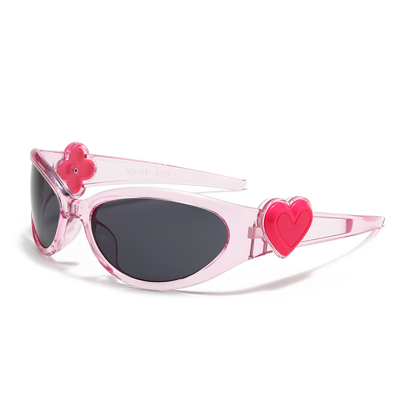 2025 new cute floral heart decoration sunglasses, millennial style hot girl glasses, trend outfit anti-ultraviolet sunglasses.