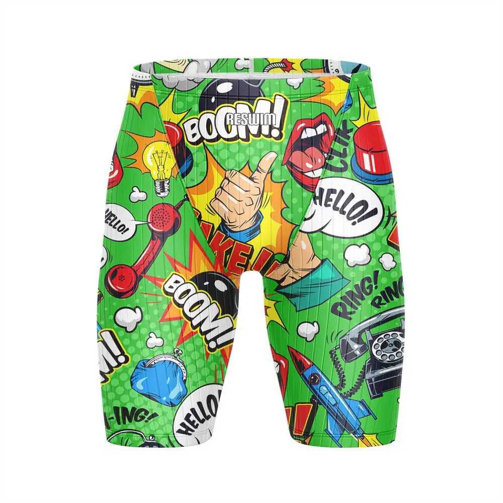 Mens Swim Shorts Beach Tights Trunks Training Swimming Swimsuit Printing Funny Swimwear Jammer Contest Sports Surf Diving TrunksXJ250224