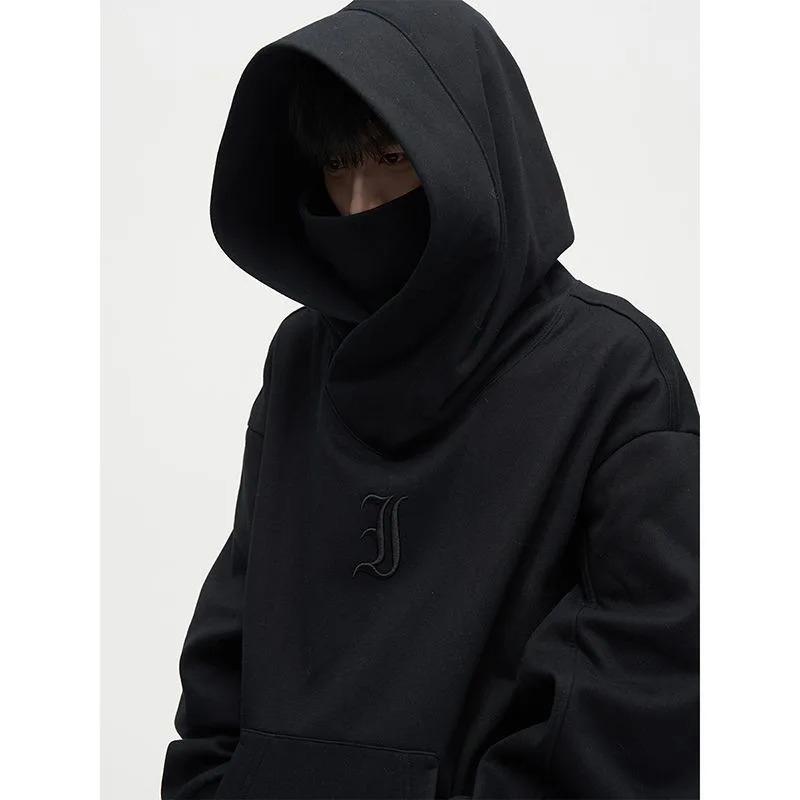 Autumn Ninja Streetwear Turtleneck Hoodies For Men Letter Embroidered Hip Hop Fashion Sweatshirts Y2K Vintage Fleece Hoody 250224