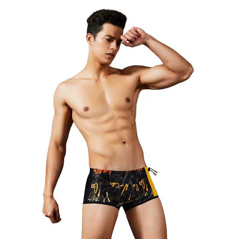 Summer mens swimming trunks fashion printed boxer swimming trunks foreign trendy mens swimwearXJ250224