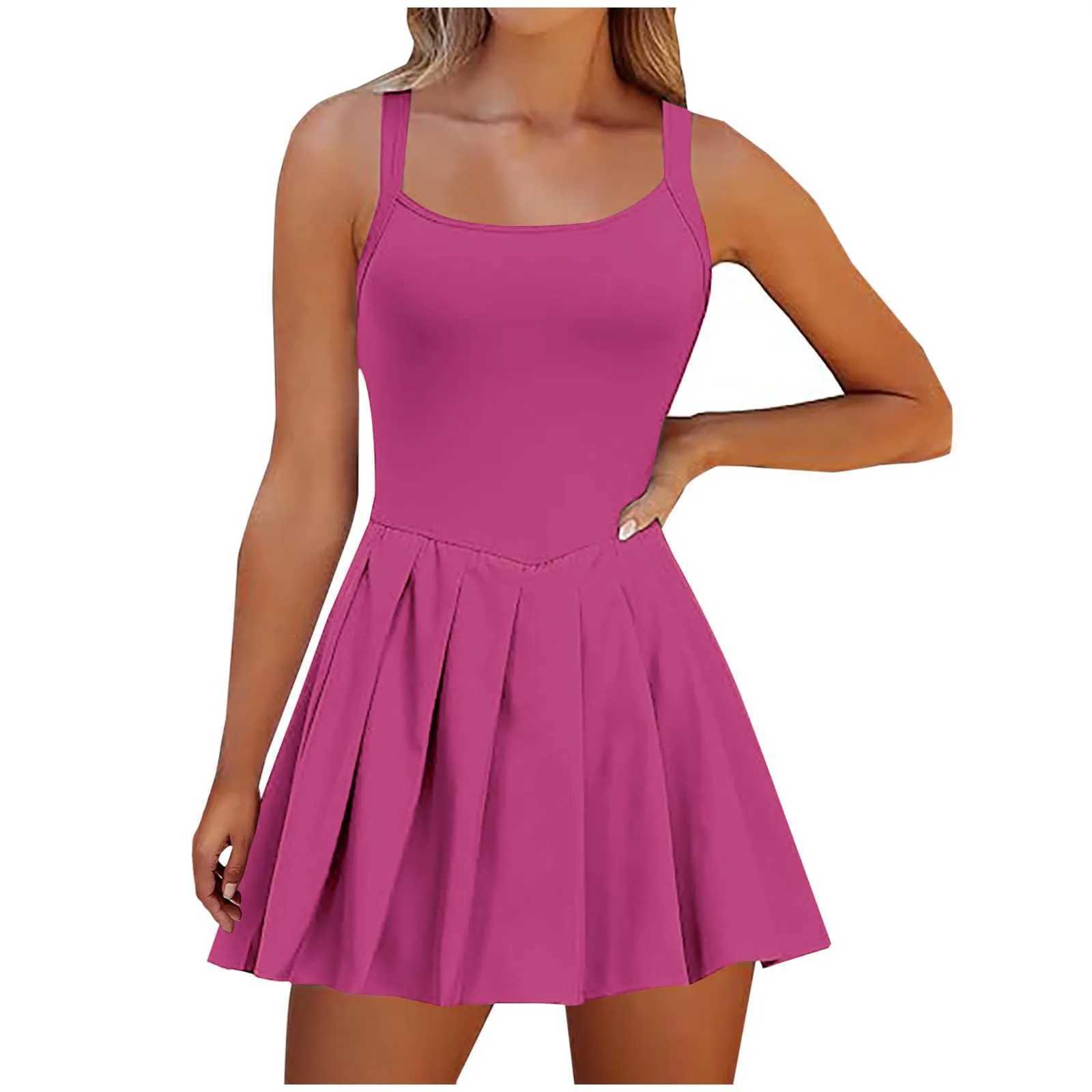 Womens Fashionable Solid Color Sveless Casual Sports Short Strap Dress Ele Dresses For Women Dresses De jer dressXJ250224