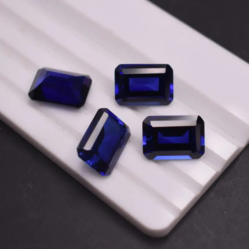 Pretty Sapphire Emerald Cut VVS Loose Gemstones Pass Tested Blue Sapphire for Jewelry Accessories and Collections DIY Gems 250222