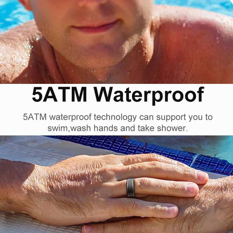 Smart Ring Military Grade Titanium Steel Shell Health Monitoring IP68 5ATM Waterproof Multi-sport Modes For Men Women W250225