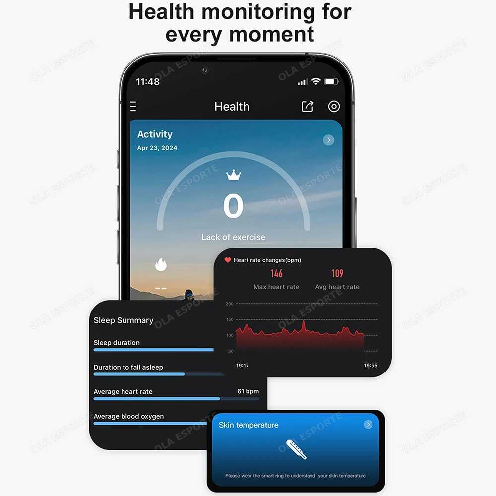 New Samsung appearance smart ring military grade titanium steel shell health monitor 5ATM waterproof multi sport ring W250225