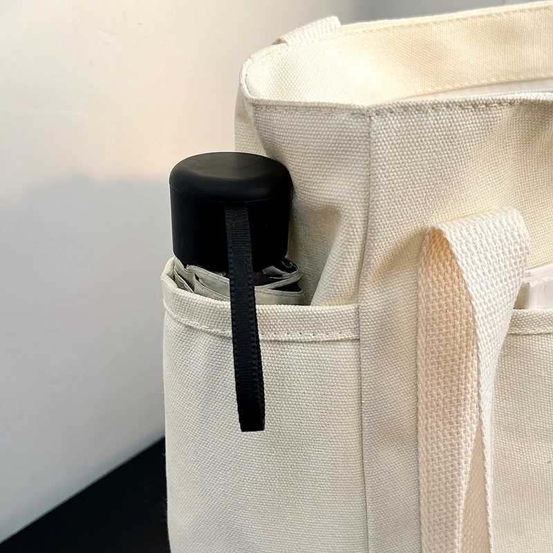 Women Canvas Shoulder Bags College Girl Books Handbag Cotton Cloth Fabric Commuting Zipper Purse Big Tote Ladies Shopping Bag Z250225