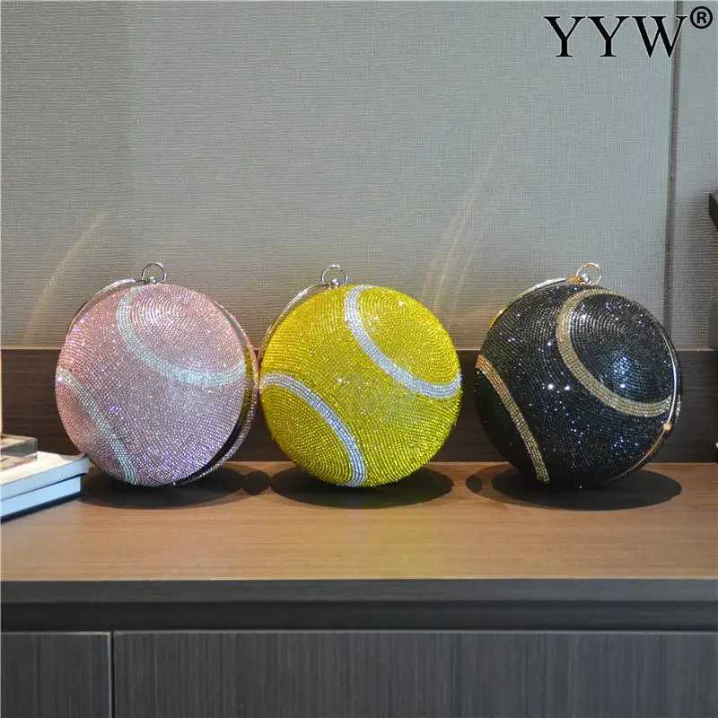 Fashion Womens Clutch Bag Round Ball Bag Water Diamond Tennis Ball Design Womens Girls Party Mini Wallet Womens Clutch Bolsas Mujer Z250225