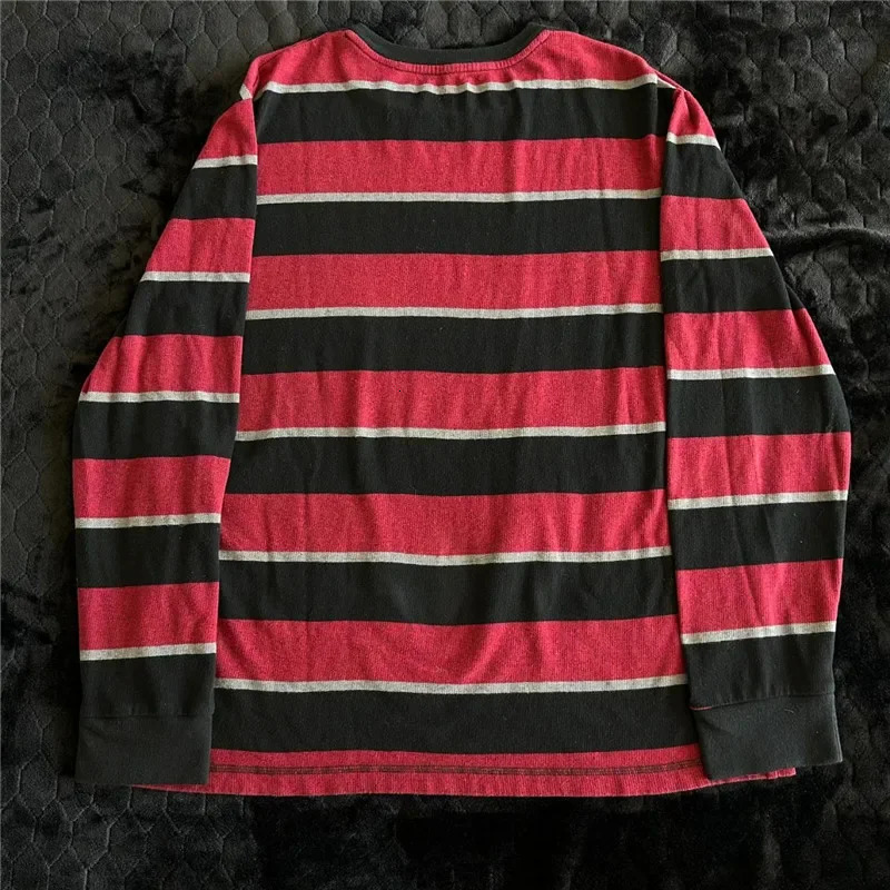 Womens Y2k Stripe Graphic Long Sleeve Slim Grunge Tops Long Sleeve Tees Emo Clothes T-Shirts Aesthetic Vintage Streetwear 250224