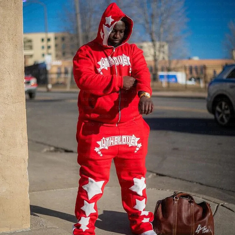 Y2k Zip up Hoodie Punk Stars Print Sweatshirt Mens hoodies Sport Coat Pullover Gothic Long Sleeve Oversized Jacket Sweatpants 250224