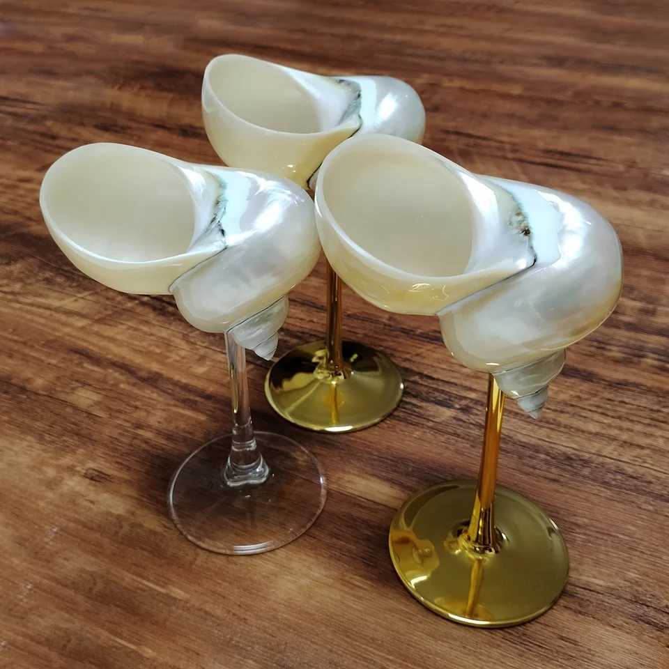 Natural Conch Shell Wine Glass Cup Handmade Wedding Glasses Martini Glasses Goblet Cocktail Drinkware Drinking Stemware GiftsXJ250225