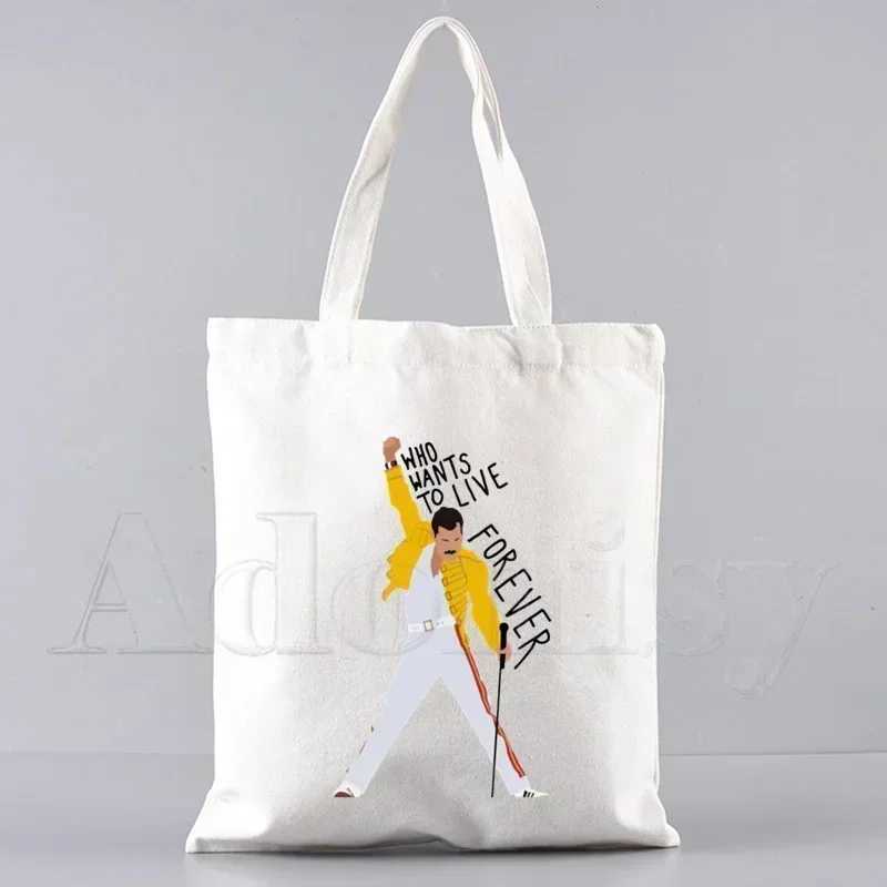 Freddie Mercury Tote Bag Unisex Canvas Bags Shopping Bags Printed Casual Shoulder Bag Foldable Z250224