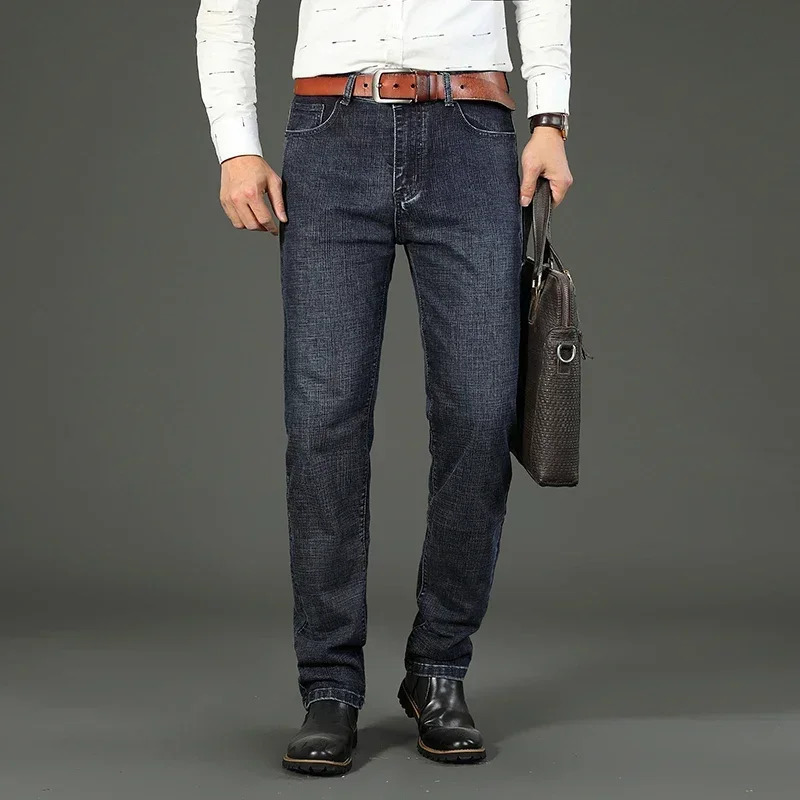 2024 Slim Fit Spring Mens Jeans Casual Elastic Denim Pants Male Trousers Colors Clothing 250214
