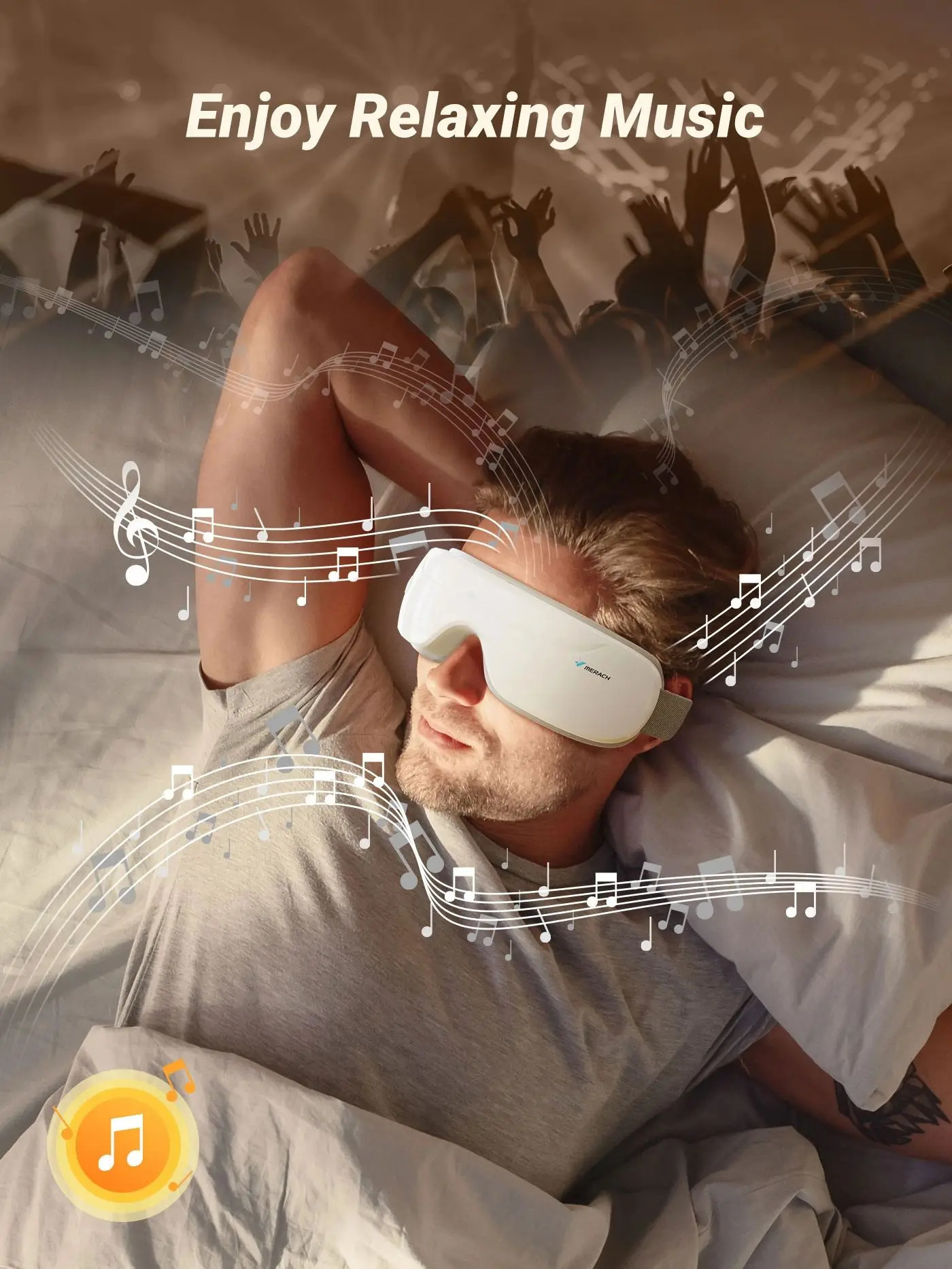 MERACH Eye Massager with Heat Compression and Bluetooth Music Care Device Smart Mask for Birthday Gifts 250219