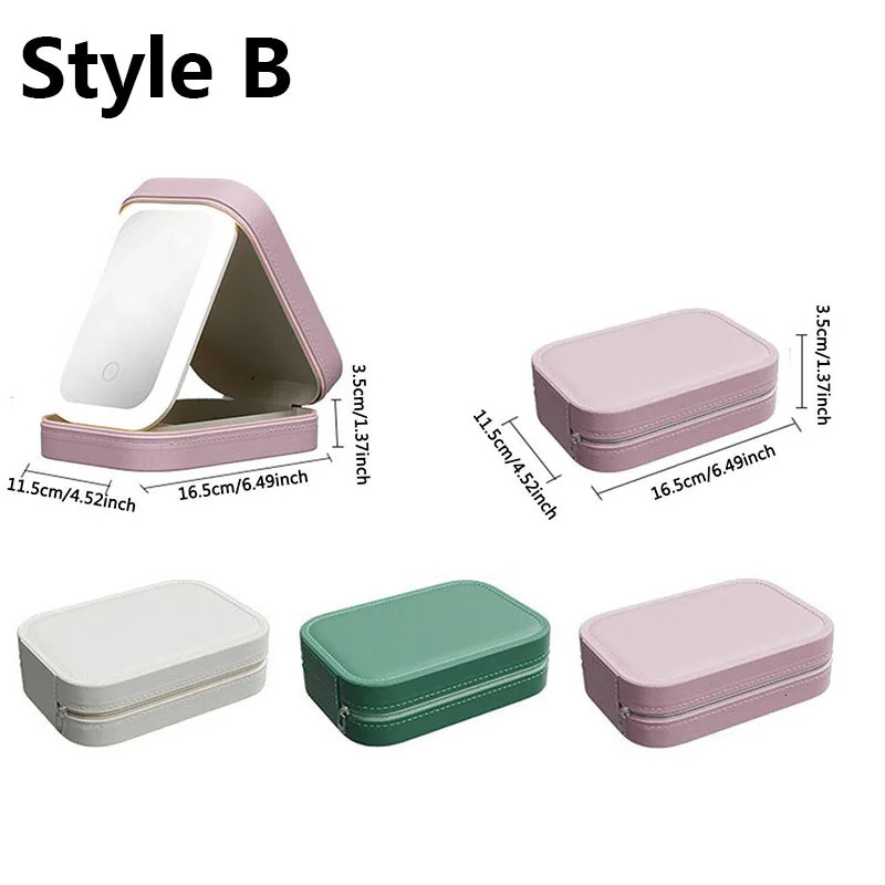 LED Lighted Cosmetic Case With Mirror PU Leather Portable Travel Makeup Storage Bags Waterproof Travel Makeup Bag 250224