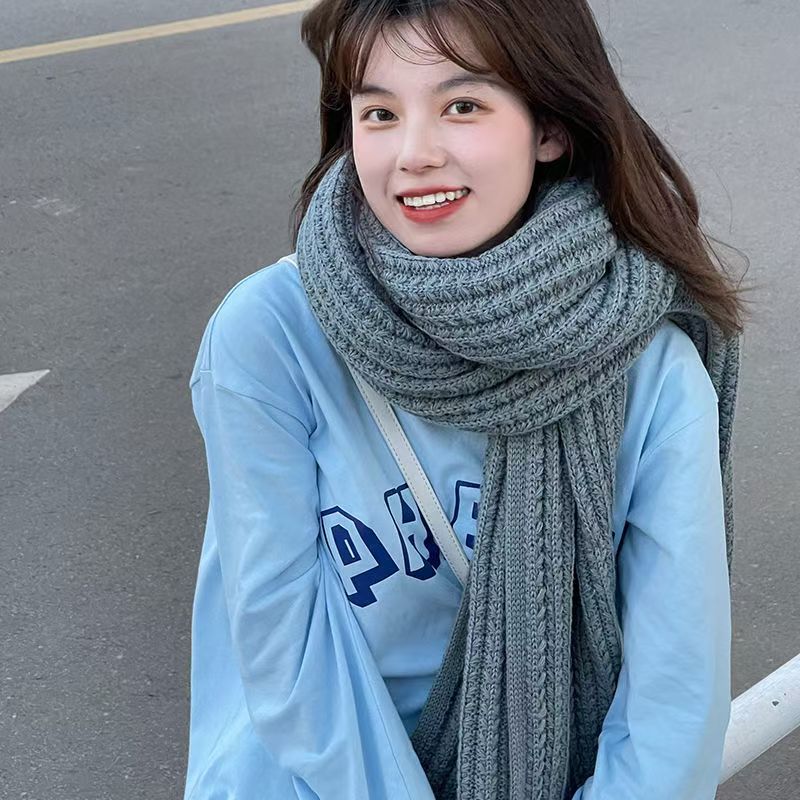 T172 wool knitted scarf for women, warm, Korean style, new style in winter, high-value, versatile, high-end neck scarf