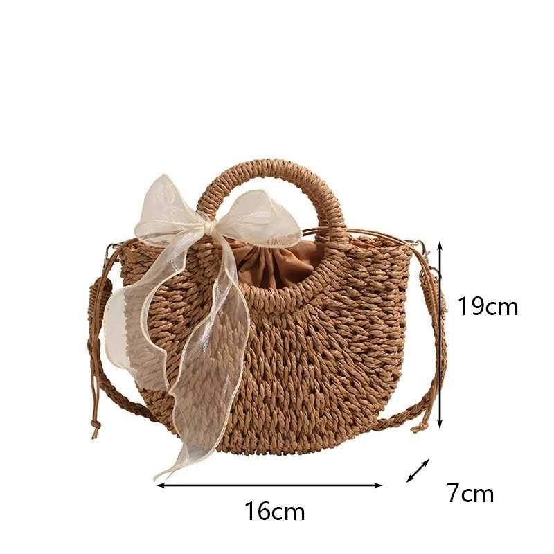 Women Handmade Casual Woven Basket Handbag Trendy Crossbody Bag Elegant Lady Straw Bag Summer Beach Shoulder Bags