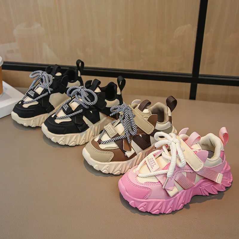 New Arrival Children Sneakers Pretty Silhouette Girl Running Shoes Pink Black Khaki Trendy Kids Shoes Boys Training Shoes G09212 W250225