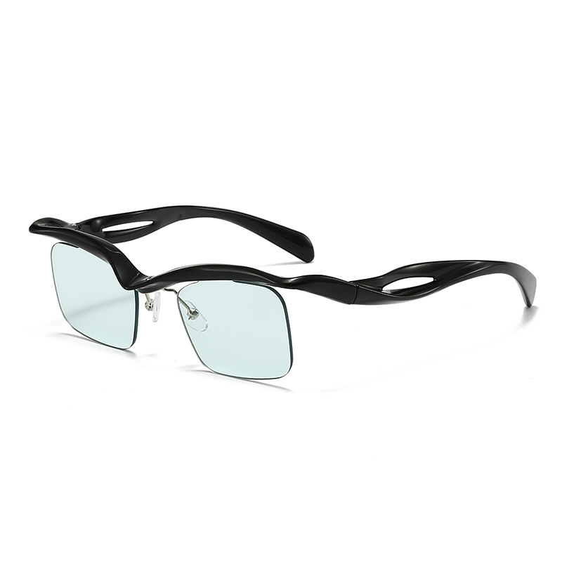 cross-mirror European and American sunglasses, women's square sunglasses, men's fashion anti-ultraviolet half-frame, irregular, frameless su