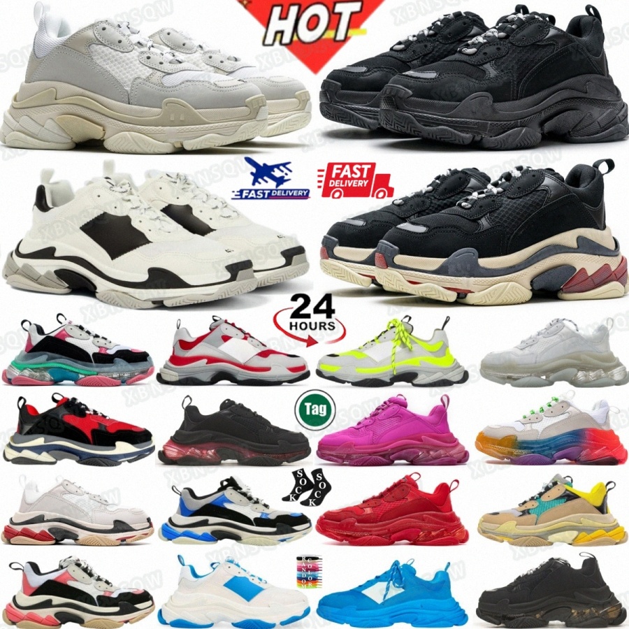 Shoes Triple S designers triples sneakers trainers Clear Sole White Tan Black Red Grey Fluo Yellow beige light patent Bright Green Double nylon oran O1fE#