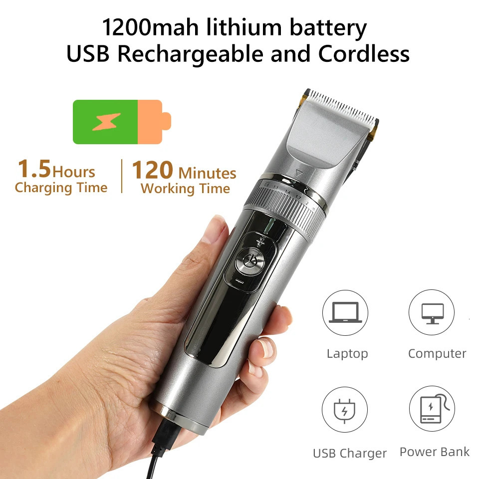 Full Body Washable Electric Hair Clipper Ceramic Professional Fine Adjustable Trimmer Low Noise Cutting Machine Razor 250217