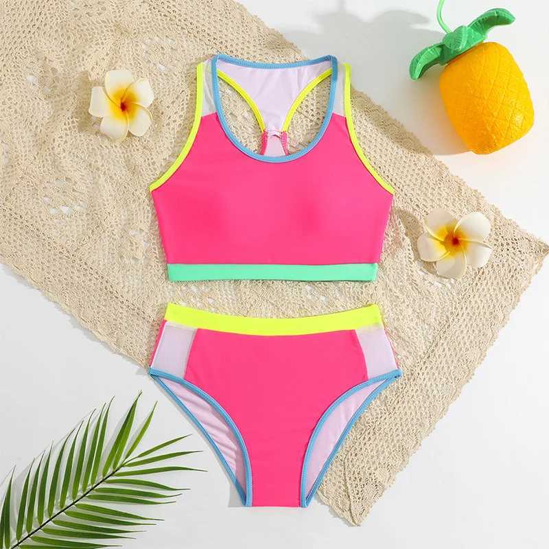 Childrens Swimsuits Sets Girls Summer Fashion Beachwear 2025 New Kids Swimming Costume Girls Fashion Two-piece 2Pcs Outfits X250224