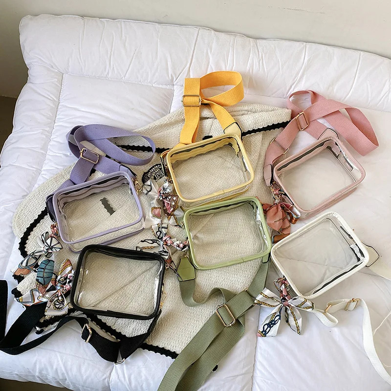 Designer Bag Women Fashion Transparent Crossbody Mini Square Purse Girls Ladies Decorative Small Clear PVC Phone Stadium Approved Sg Bag