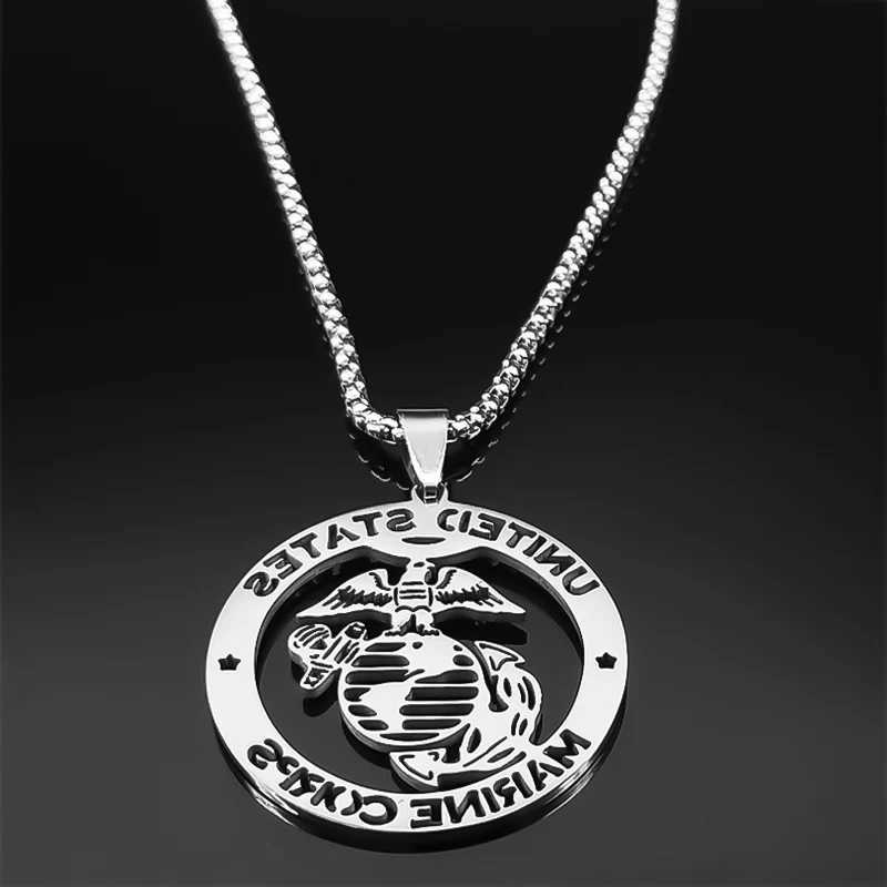 United States Marine Corps Pendant Necklace Stainless Steel Silver Color Cmemorative Necklaces Jewelry chain hm N6183 X250224