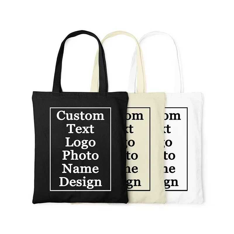 Customized Canvas Bags Shopper Shoulder Bag Big Women Designer Handbags Shopping Tote Casual Woman Grocery Customizable Fabric Z250224