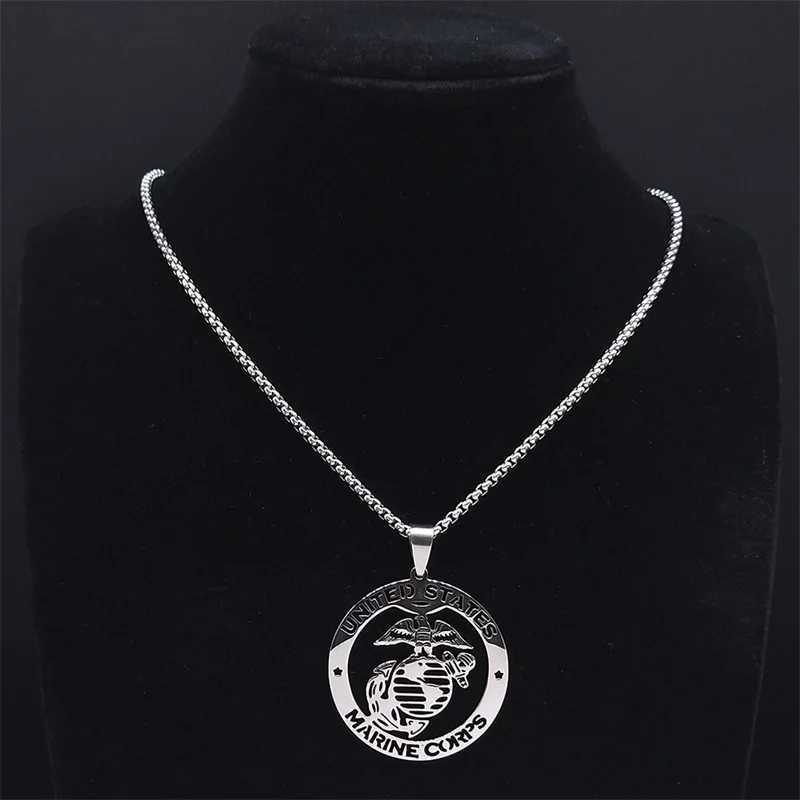 United States Marine Corps Pendant Necklace Stainless Steel Silver Color Cmemorative Necklaces Jewelry chain hm N6183 X250224