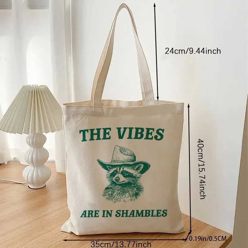 The Vibes Are in Shambles Pattern Women Tote Bag Portable Canvas Clutch Foldable and Reusable Shopping Bags Gift for Friends Z250224
