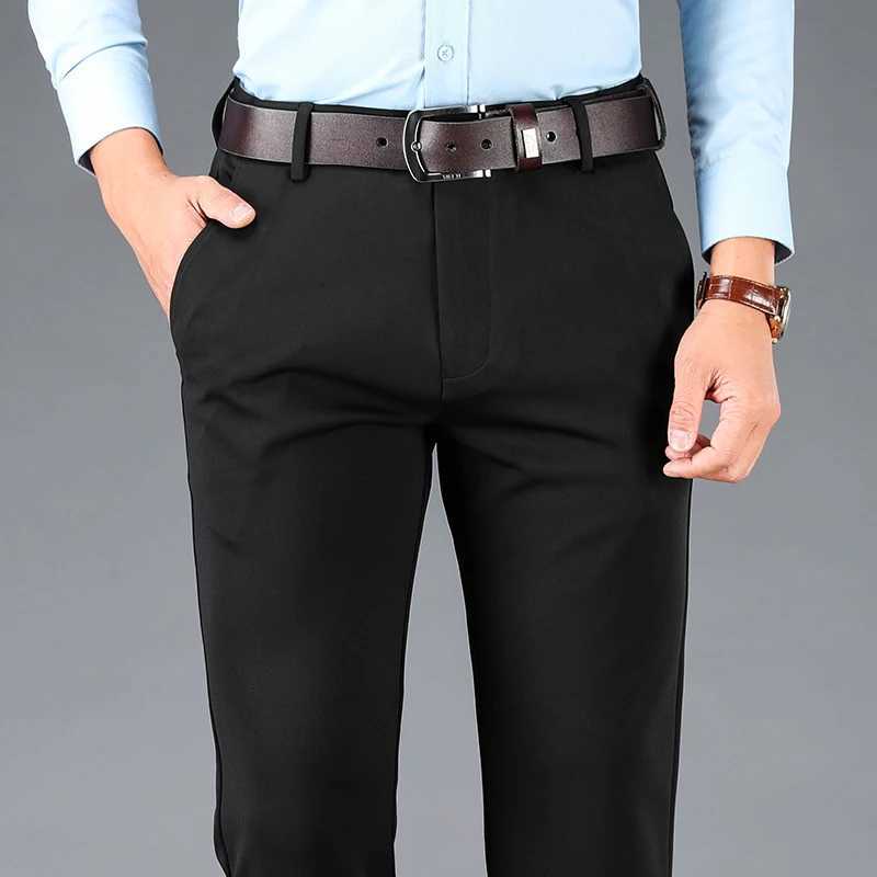 Spring Autumn Mens Casual Pants Elastic Business Trousers Fashion Comfortable Office Korean Japanese Spandex Formal Pants Black W250225