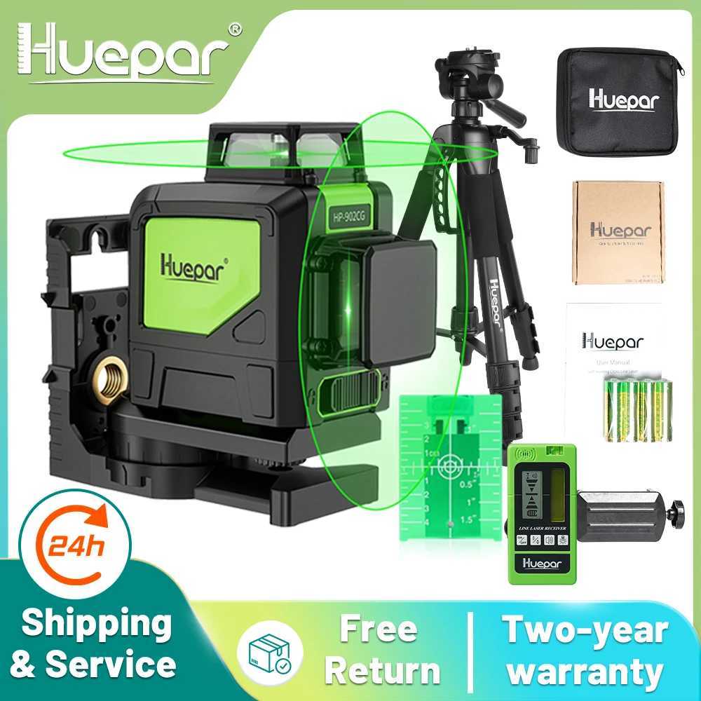 Huepar 8 Lines Laser Level 360 Cross Line Self-leveling Horizontal Vertical Line Laser Tool With Laser Receiver and Tripod X250225