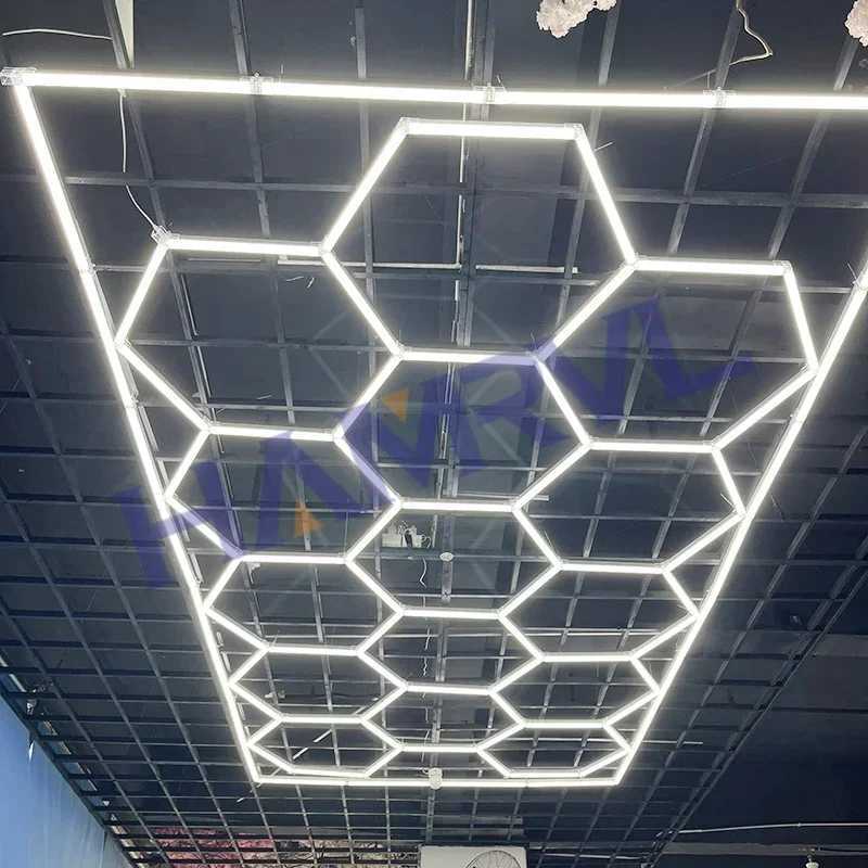 Garage Light Hexagon Lights lamp 110V-240V Led Tube Honeycomb Ceiling Lighting For Auto Car Body Repair Led Workshop customized X250225