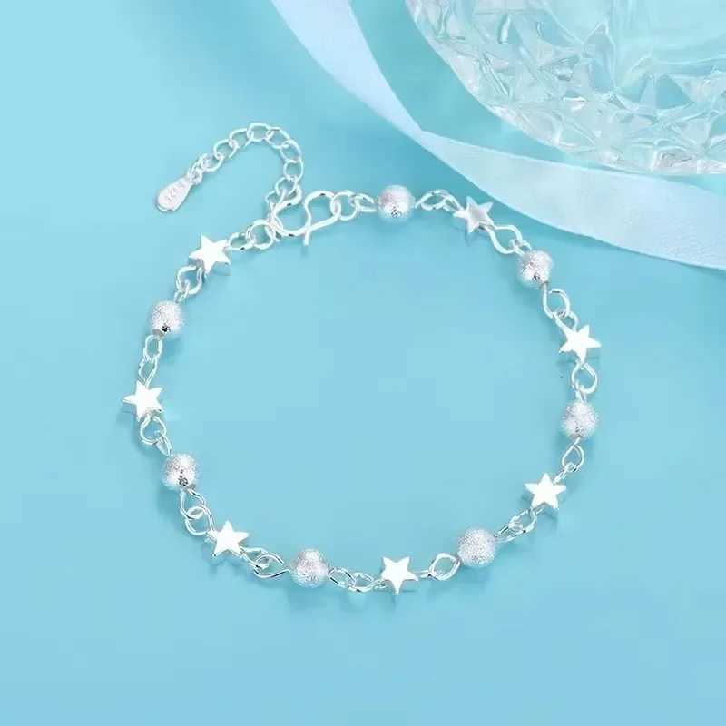 Fashionable 925 sterling silver bracelet womens small star fresh bracelet personalized round bead bracelet jewelry accessoriesXJ250225