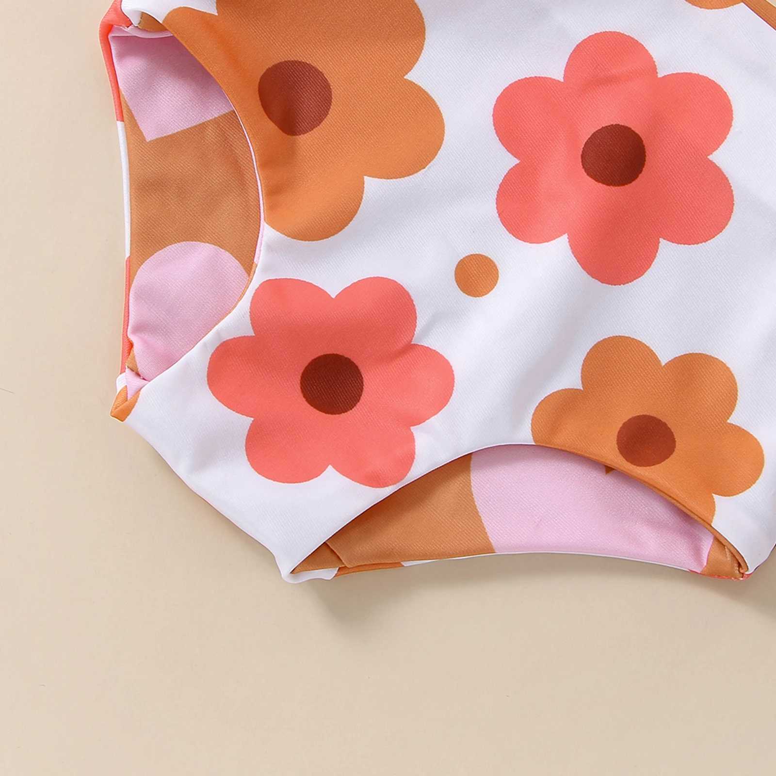 2022-11-24 Lioratine 0-4T Infant Girls Summer Swimsuit Flower Heart Print V-Neck Front Knotted Vest High Waist Shorts X250224
