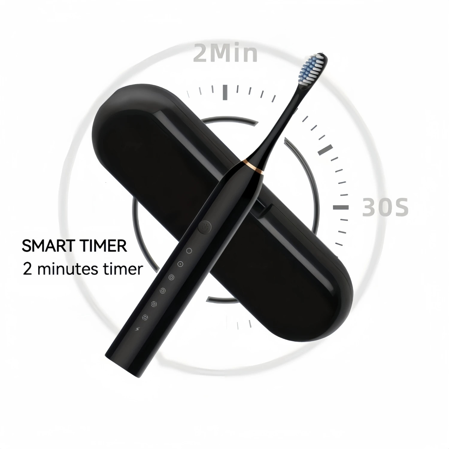 Electric toothbrush set equipped with 8 brush heads and travel case 6 modes builtin 2minute intelligent timer effective teeth a 240222