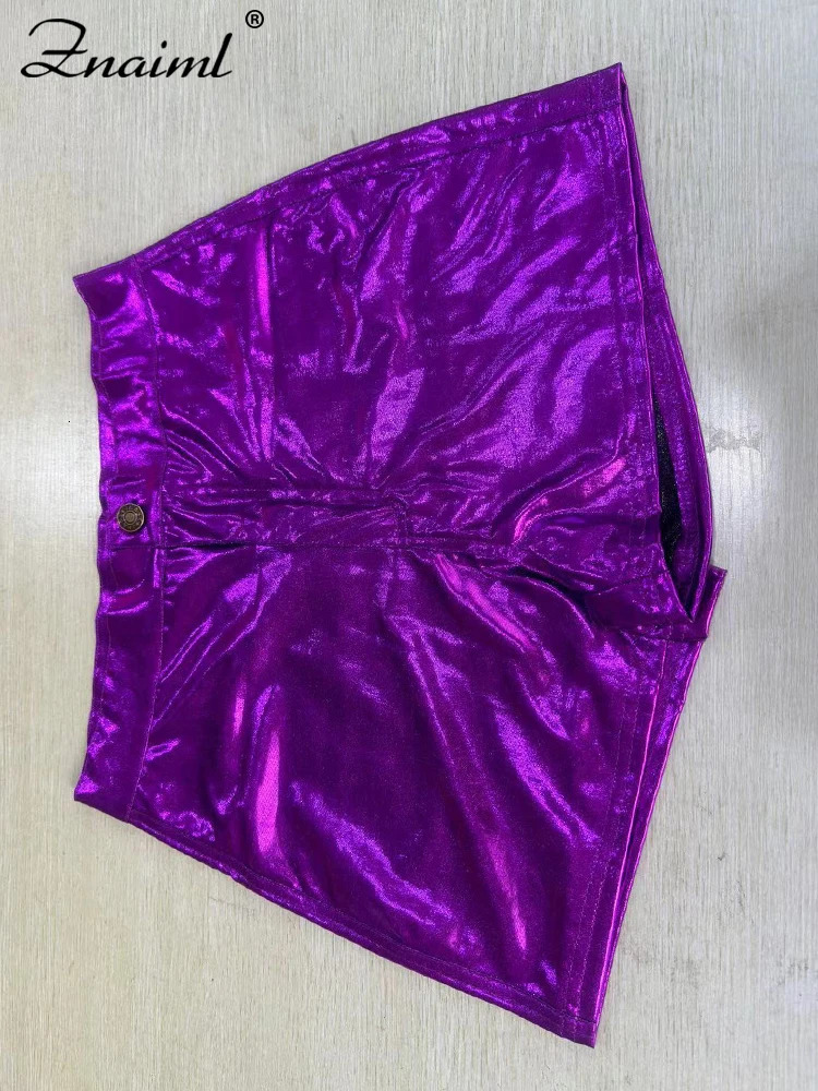 Znaiml Summer PU Leather Metal Boys Bicycle Shorts Womens Clothing Ultra Thin Sexy Party Night Club y2k Set 250222