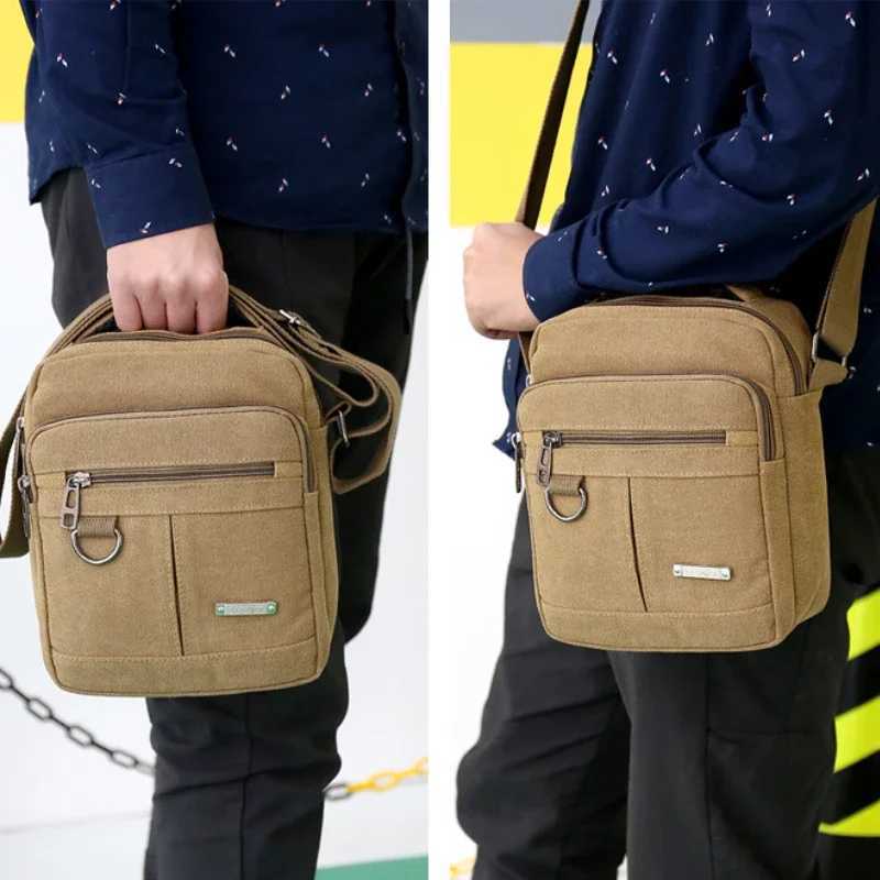 Canvas Shoulder Bag Mens New Korean Style Canvas Messenger Bag Outdoor Leisure Travel Portable Shoulder Bag Purse Handbag Z250225