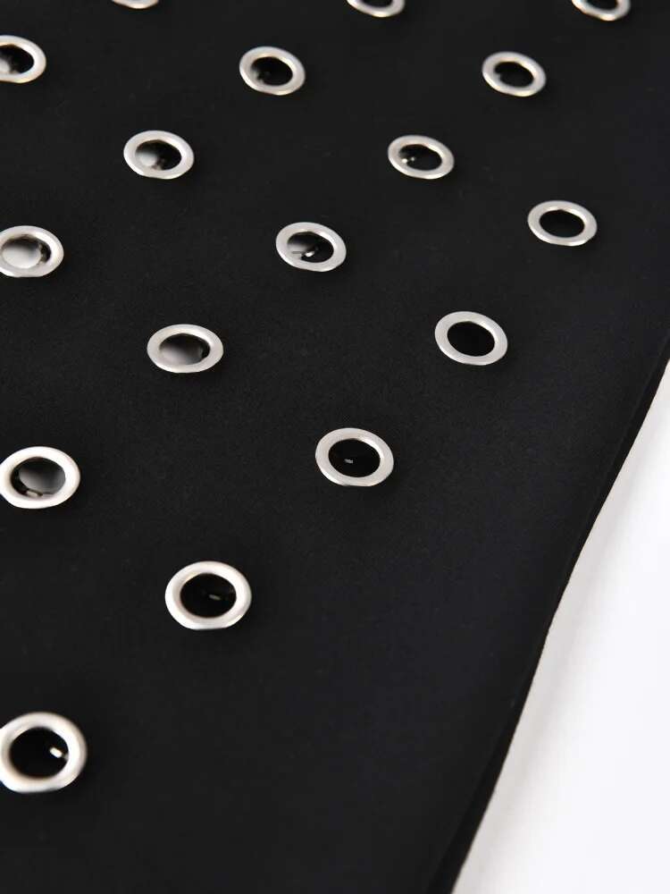 Black Hollow Out Belted Trench Women New V-Neck Long Sleeve Windbreaker Fashion Tide Spring Autumn