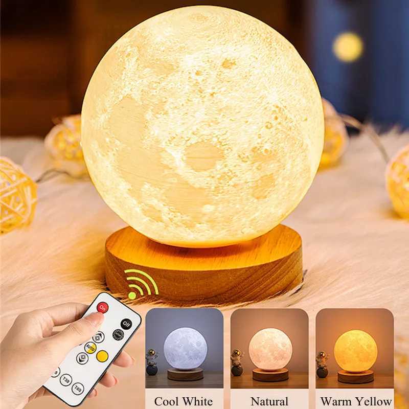 Creative 3D Moon Night Light 360 Rotating Moon Night Light for Home Office Room Touch Control 3 or 16 Color LED Desk Lamp Z250225