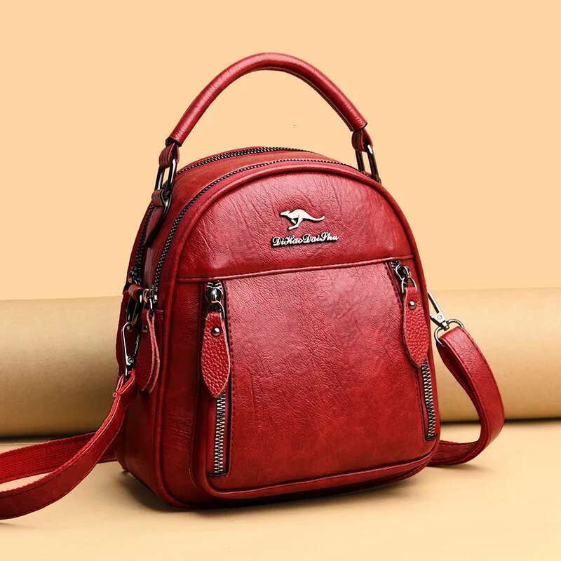 New Style4 New Women Leather Backpacks Fashion School For Girls Multi-Pocket Travel Backpack Multifunction Ladies Shoulder Bags