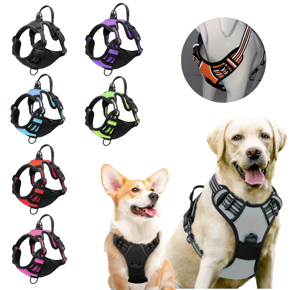 No Pull Dog Harness Large Dog Harnesses Heavy Duty Reflective Easy Control Handle for Large Dog Walking Medium Dogs Pet Supplies 250224