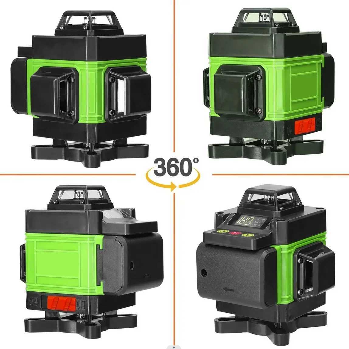 4D 16/12/8 Line 2 batteries laser level green light high-precision automatic line shipped from Brazil warehouse X250225