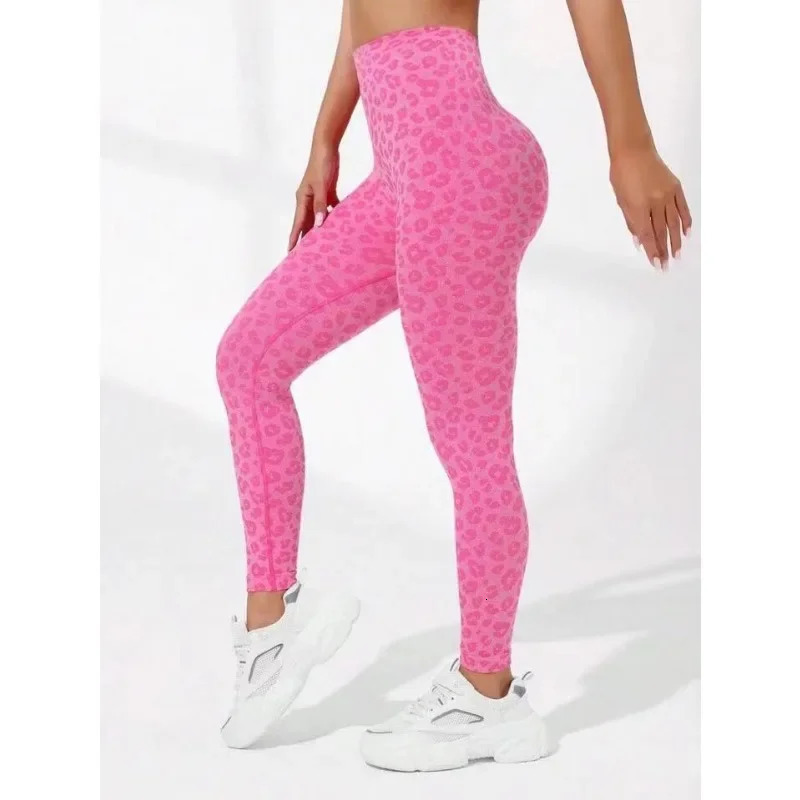 Women Leopard V Waist Leggings Semaless Slim Leggings Stretch High Waist Hip Liftting Sexy Yoga Tights Gym Running Sports Pants 250225