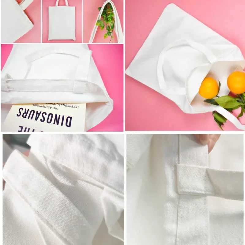 Hot Sublimation Blank Canvas Tote Shoulder Shopping Bag Women Ladies Handbag for Promotional Gift For Heat Transfer Print Z250224