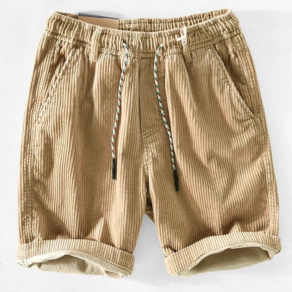 American Outdoor Beach Running Cargo Shorts Mens Summer Loose Casual Corduroy Waist Drawstring Shorts Sports Shorts 250225